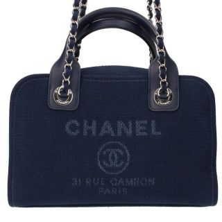 シャネル(CHANEL)のシャネル ドーヴィルライン A92749 ロゴ刺繍チェーン装飾2WAYハンドバッグ レディース(ハンドバッグ)