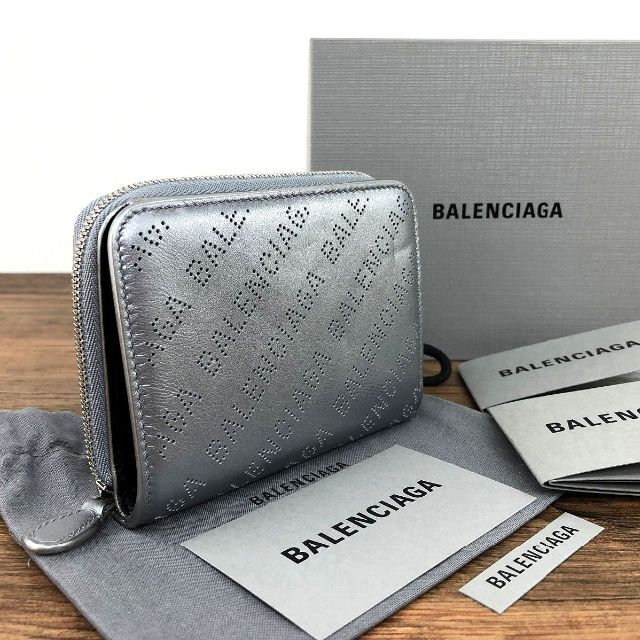 未使用品 BALENCIAGA コンパクトウォレット シルバー 86-