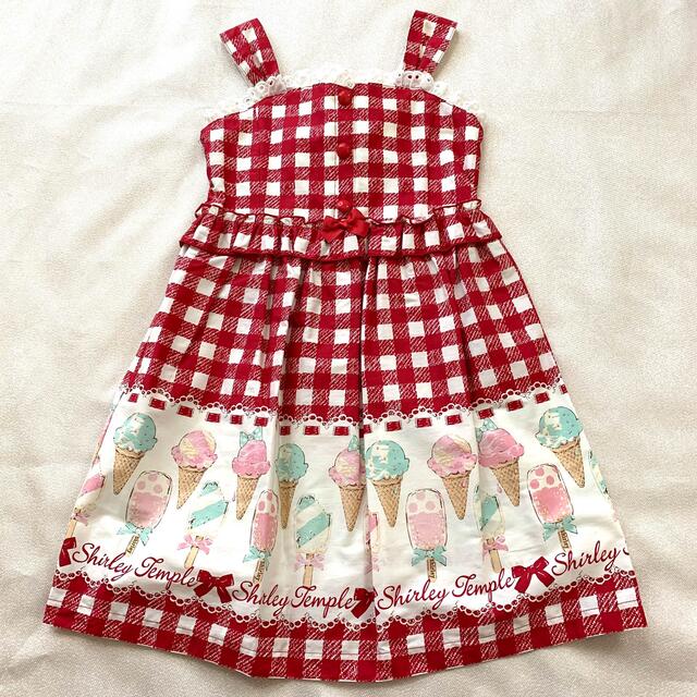 キッズ服女の子用(90cm~)アイス　ジャンパースカート　赤