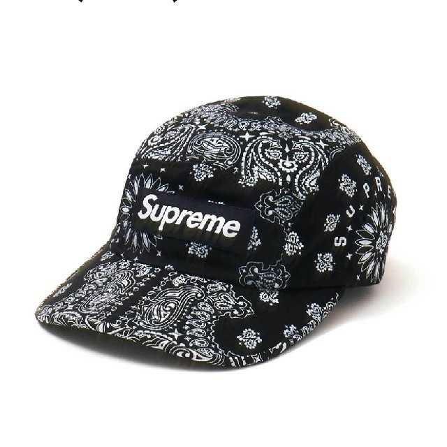 キャップSupreme Bandana camp cap black 黒 新品 21ss