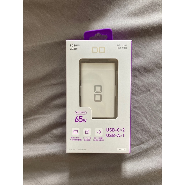 CIO LilNob GaN 65W 充電器/ホワイト スマホ/家電/カメラのスマートフォン/携帯電話(バッテリー/充電器)の商品写真