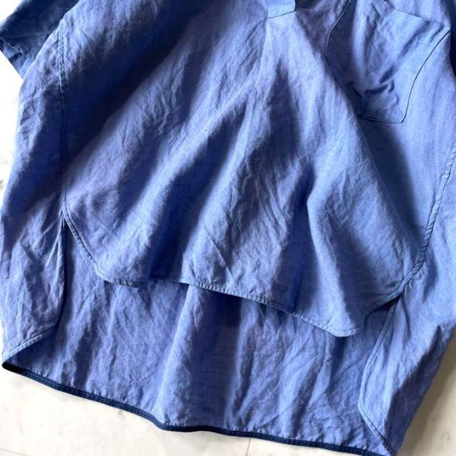 ティッカ TICCA リネン100% スキッパーシャツ ブルー 麻シャツ 