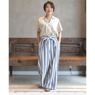 BEAMS LIGHTS ビームスライツ 麻混 ボトムス ワイド パンツ