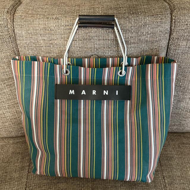 Marni(マルニ)のMARNI マルニ トートバッグ ストライプ フラワーカフェ グリーン レディースのバッグ(トートバッグ)の商品写真