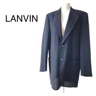 ランバン(LANVIN)の美品　ランバン　テーラードジャケット　薄手コート　黒　L　毛100　二つボタン(テーラードジャケット)