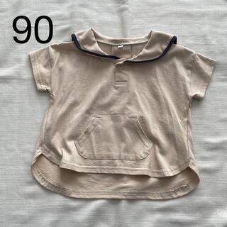 【もえ様専用】未使用　バースデイ　セーラー襟　Tシャツ　90  ベージュ(Tシャツ/カットソー)
