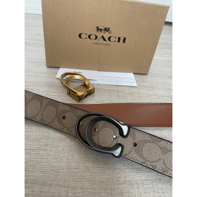 COACH(コーチ)の10日まで限定コーチ3点セットシグネチャーフリーサイズリバーシブルベルト箱付き メンズのファッション小物(ベルト)の商品写真