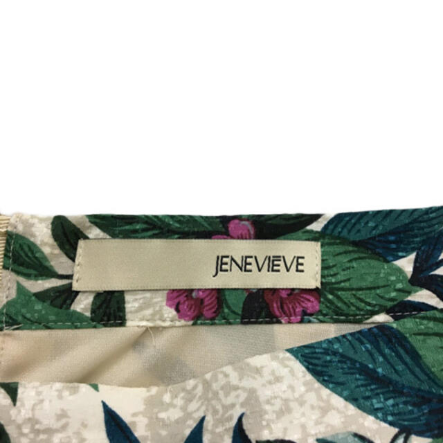 JENEVIEVE(ジュネヴィエーブ)のジュヌヴィエーヴ スカート フレア ひざ丈 花柄 0 緑 グレー グリーン レディースのスカート(ひざ丈スカート)の商品写真