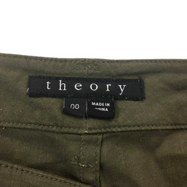 theory(セオリー)のセオリー パンツ テーパード ロング リネン ジップフライ 00 緑 カーキ レディースのパンツ(その他)の商品写真