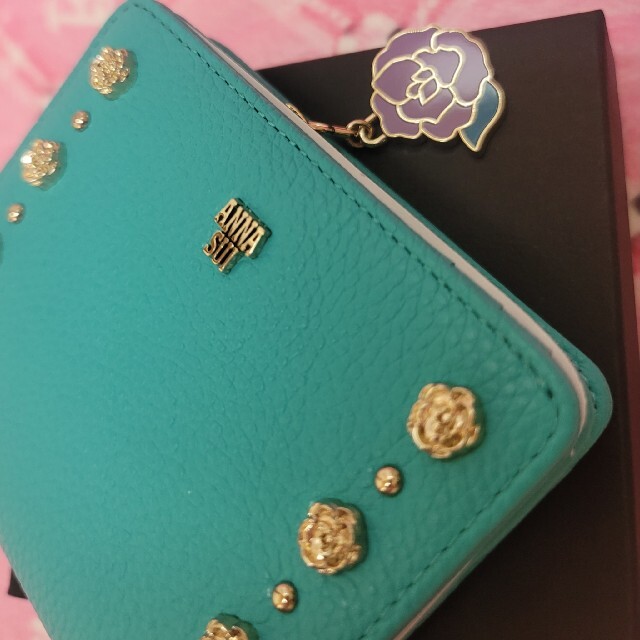 アナスイ 二つ 折り 財布 ANNA SUI バレンシア グリーン 緑 新品