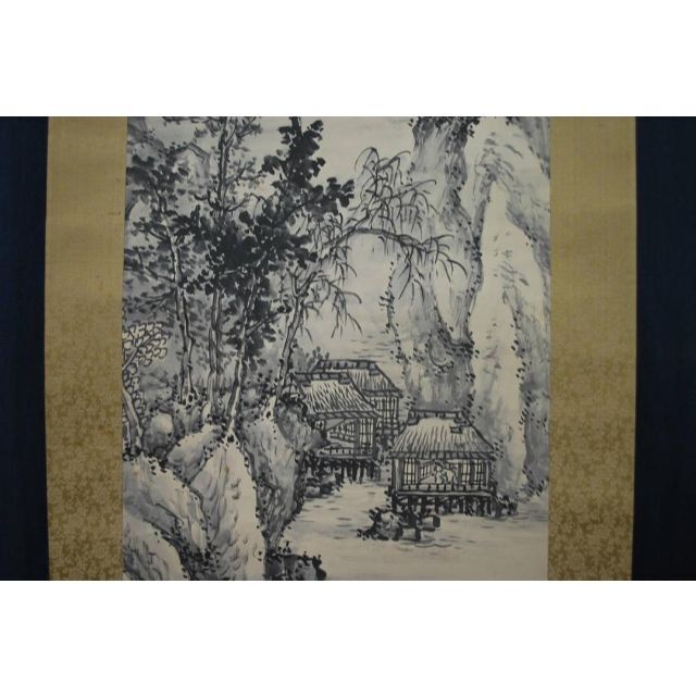 真作】佐竹永陵/秋崖渓居/掛軸☆宝船☆Q‐664 J hotelvillaespanola.com