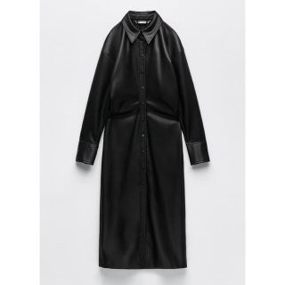 ザラ(ZARA)のZARA レザーミディドレス　シャツワンピース(その他)