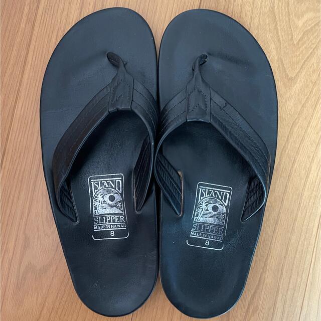 ISLAND SLIPPER レザーサンダル  黒　US8