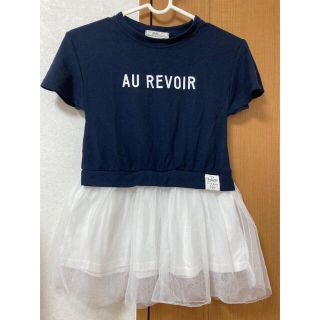 ライトオン(Right-on)の120ベルスリーブTシャツワンピースチュールレイヤード☆パニエシフォン(ワンピース)