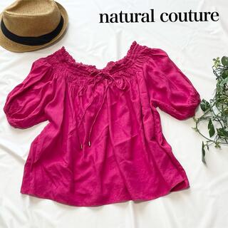 ナチュラルクチュール(natural couture)のnatural couture ブラウス　ピンク　2way オフショル　リゾート(シャツ/ブラウス(半袖/袖なし))