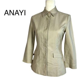 アナイ(ANAYI)の美品　アナイ　ステンカラー　比翼シャツジャケット　綿/ポリエステル　M～L相当(シャツ/ブラウス(長袖/七分))