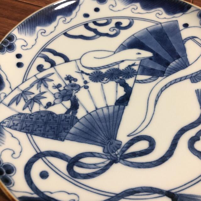 有田焼 福泉窯 大皿 飾り皿 希少 巳年 巳 ヘビ 扇 松竹梅 - 食器