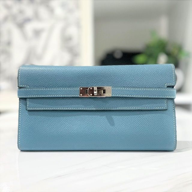 日本製 Hermes - エルメス ケリーウォレット ブルージーン エプソン