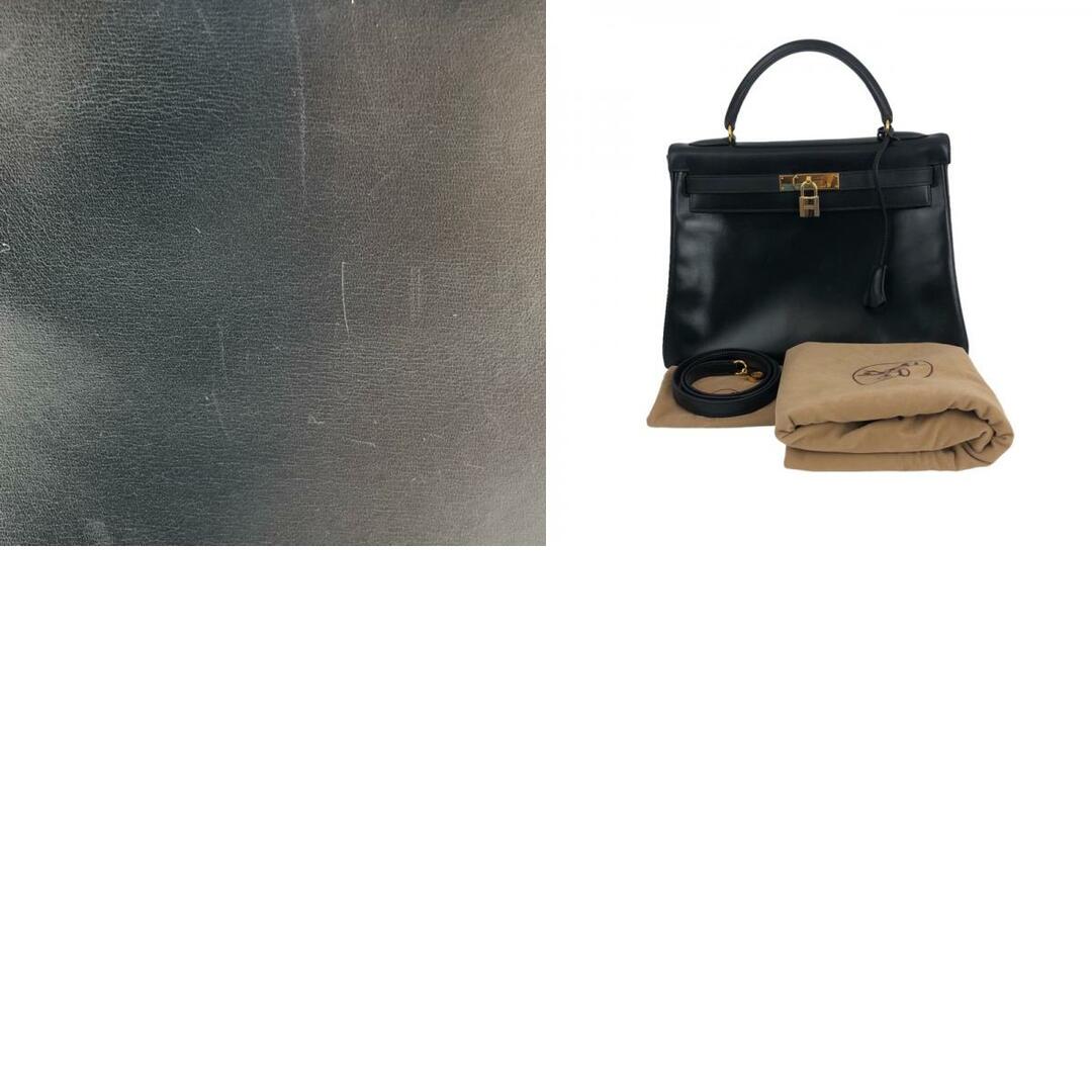 エルメス HERMES ケリー32 内縫い □C刻印 ブラック　ゴールド金具 ボックスカーフ　  レディース ハンドバッグ