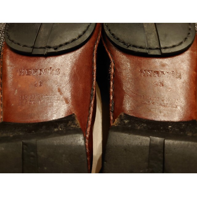 Hermes - 美品 HERMES エルメス レザースリッポン 本革 サイズ38の通販