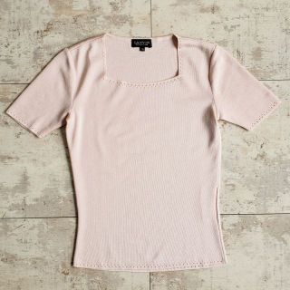 ランバンコレクション(LANVIN COLLECTION)のランバン コレクション☆ シルク混 スクエアネック 半袖 ニット 38 日本製(ニット/セーター)