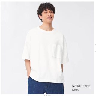 ジーユー(GU)の【タグ付　未使用品】GU ワイドフィットT(白色　XXLサイズ)(Tシャツ/カットソー(半袖/袖なし))