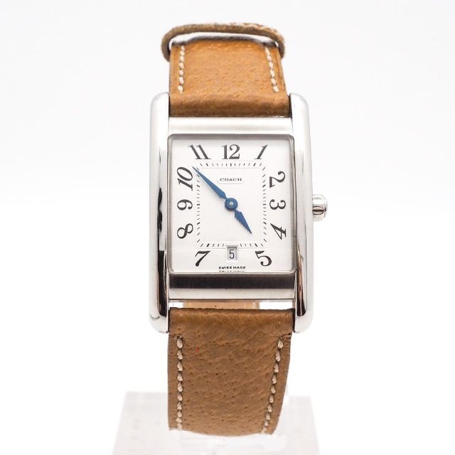 COACH(コーチ)の《美品》COACH 腕時計 ホワイト デイト レクタンギュラー レザー クォーツ レディースのファッション小物(腕時計)の商品写真