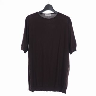 ジョンスメドレー(JOHN SMEDLEY)のジョンスメドレー 半袖 コットン ニット カットソー XL ブラウン 茶(ニット/セーター)