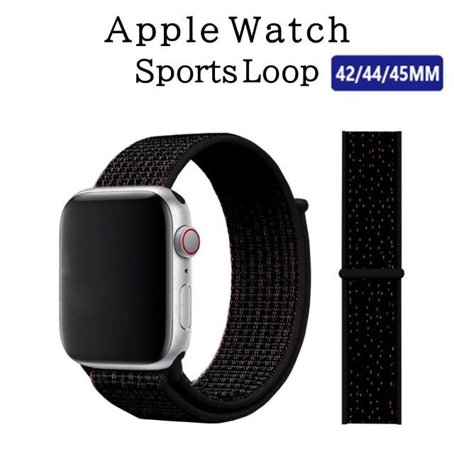 Apple Watch(アップルウォッチ)のApple Watch バンド ＃2 ブラック（レッド） 42/44/45 メンズの時計(その他)の商品写真