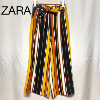 ザラ(ZARA)のzara ストライプ ウエストリボン パンツ(カジュアルパンツ)