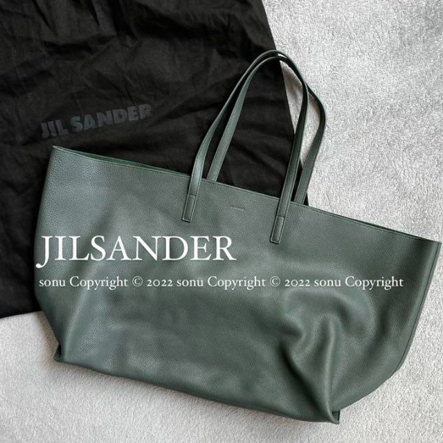 美品 JIL SANDERジルサンダー ビッグ レザー トート バッグ オリーブ