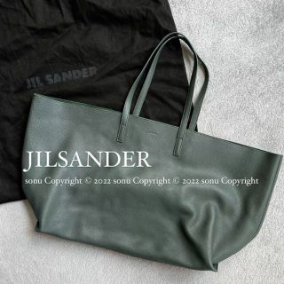 ジルサンダー(Jil Sander)の美品 JIL SANDERジルサンダー ビッグ レザー トート バッグ オリーブ(トートバッグ)