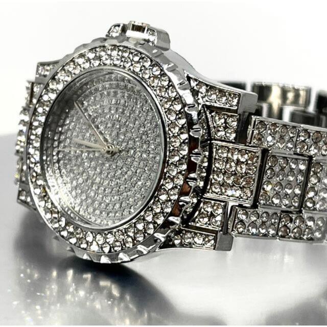 新品 ラグジュアリーデザイン アイスアウトウォッチ ジュエリー CZ シルバー メンズの時計(腕時計(アナログ))の商品写真