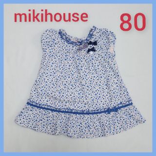 ミキハウス(mikihouse)のミキハウス　ベビー　ワンピース　ブルー　小花柄【80】(ワンピース)