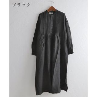 ネストローブ(nest Robe)のイチアンティークス　リネン東炊きワンピース  ブラック(ロングワンピース/マキシワンピース)