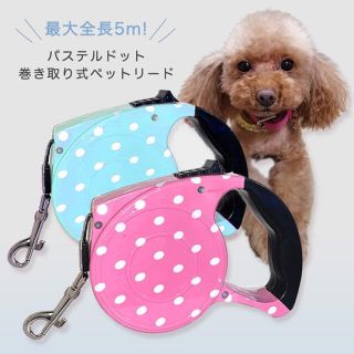 リード ペットリード ドット柄 巻き取り式 巻き取り お散歩 お出かけ(犬)