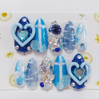 💙夏のゆめかわ 水色ネイル💙