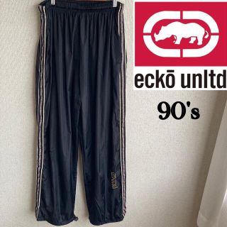 エコー(ECHO)の90s ECKO サイドライン　ナイロン　パンツ　エコー　90's 古着　紺　M(その他)