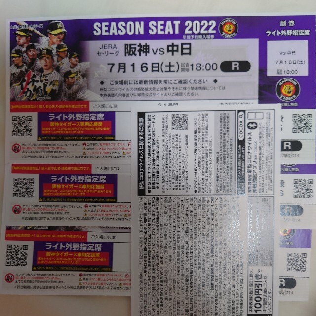 阪神vs中日7/16ライト年間席通路側