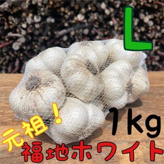 土付き　福地村産　福地ホワイト　半乾燥にんにく　1kg 青森県産　夏坂ふぁーむ(野菜)