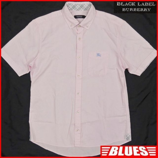 BURBERRY BLACK LABEL(バーバリーブラックレーベル)の廃盤 バーバリー シャツ M 古着 メンズ 半袖 Yシャツ ピンク TN1303 メンズのトップス(シャツ)の商品写真