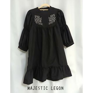 マジェスティックレゴン(MAJESTIC LEGON)の〈新品〉MAJESTIC LEGONエンブロイダリーミニワンピ　長袖　秋冬服(ひざ丈スカート)