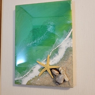 海を感じるインテリア　レジンオーシャンアート　Sサイズ　グリーン(アート/写真)