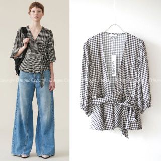 マルタンマルジェラ(Maison Martin Margiela)のガニー ギンガムチェック カシュクール ラップ ブラウス シャツ(シャツ/ブラウス(半袖/袖なし))