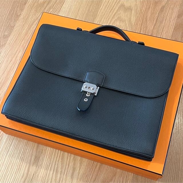 ●日本正規品● Hermes - エルメス　サックアデペッシュ38 極美品　ブラック　シルバー金具 ビジネスバッグ