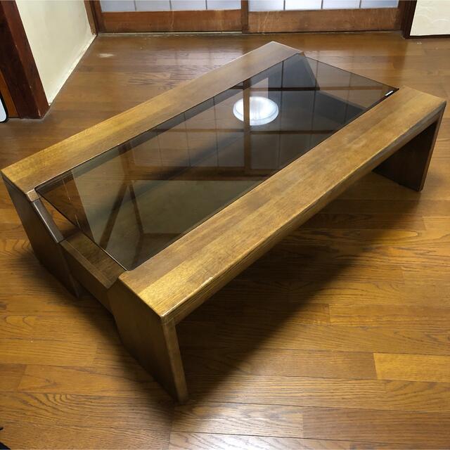 カリモク ローテーブル ガラス付き - ダイニングテーブル