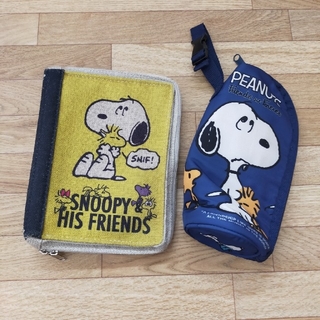 スヌーピー(SNOOPY)のスヌーピー ブック型 小物入れ 保冷ケース セット イエロー ブルー 中古(小物入れ)