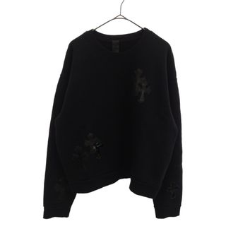 クロムハーツ(Chrome Hearts)のCHROME HEARTS クロムハーツ 22SS GRP Y NOT Crewneck Sweat ワイノット クルーネック スウェットトレーナー ハラコ パテント ラムレザー クロスパッチ ブラック(スウェット)