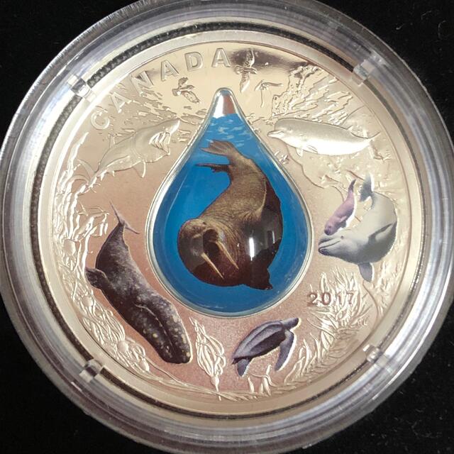 1オンス 純銀銀貨 ３D水滴コイン『カナダの水中生物』