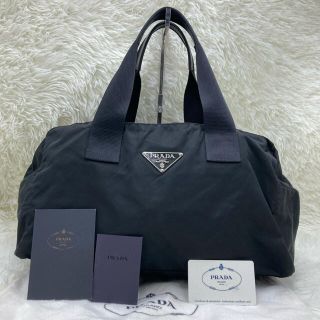 PRADA   美品 プラダ ボストンバッグ 三角プレート ハンドバッグ